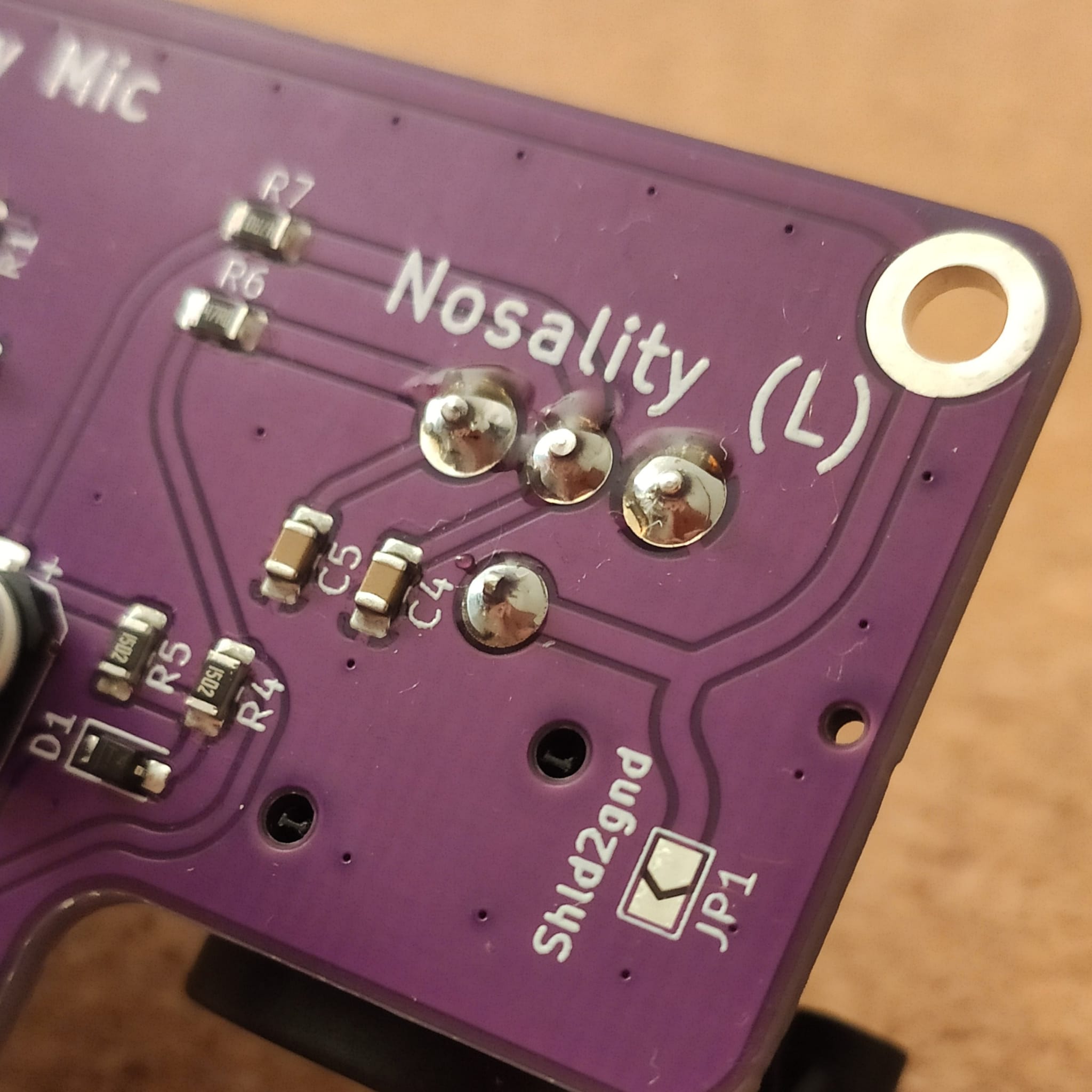 Properly soldered XLR3 joints on Nosey MEMS